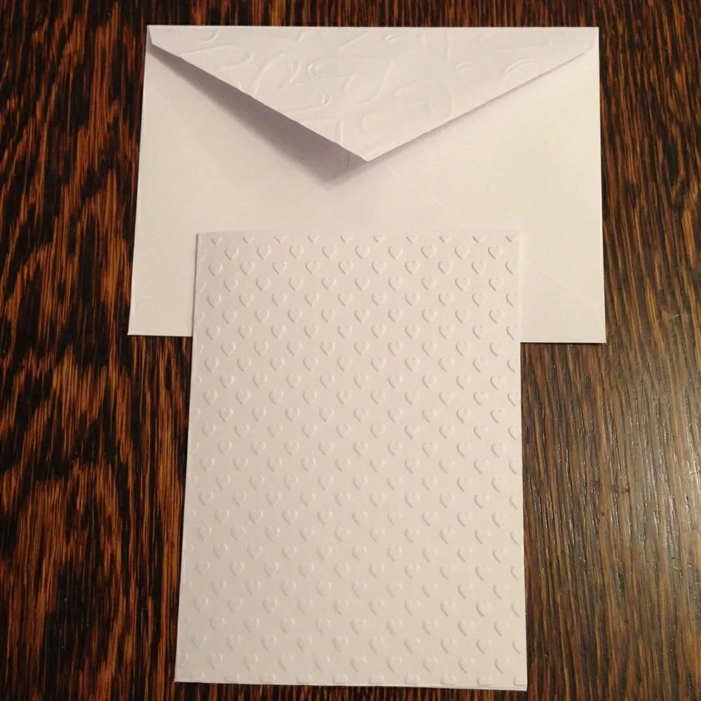 4 Hand made embossed blank love theme cards‎